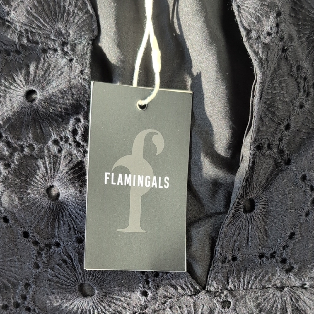 FLAMINGALS Eyelet Midi Dress Black Plus Size XXL NWT - Picture 9 of 12